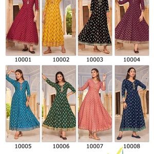 Long Reyon Kurti with anarkali model